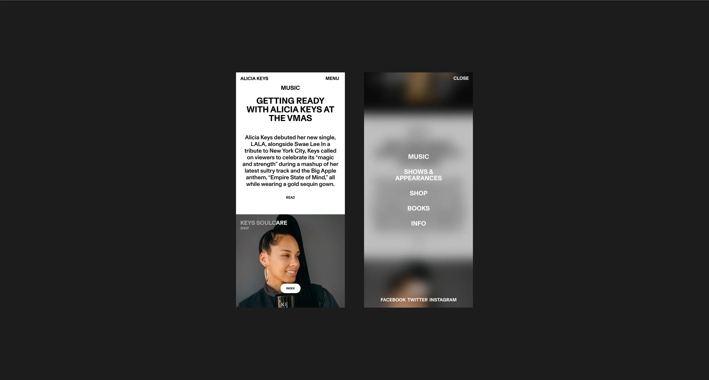 Alicia Keys Website Design Web Digital webdesign innovation tech ux ui experience